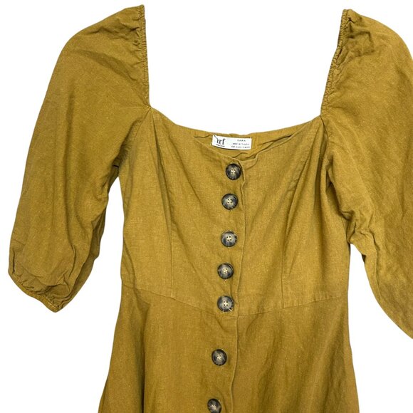 Zara TRF Collection Brownish Gold Linen Blend Mini Dress Size S - Picture 3 of 6